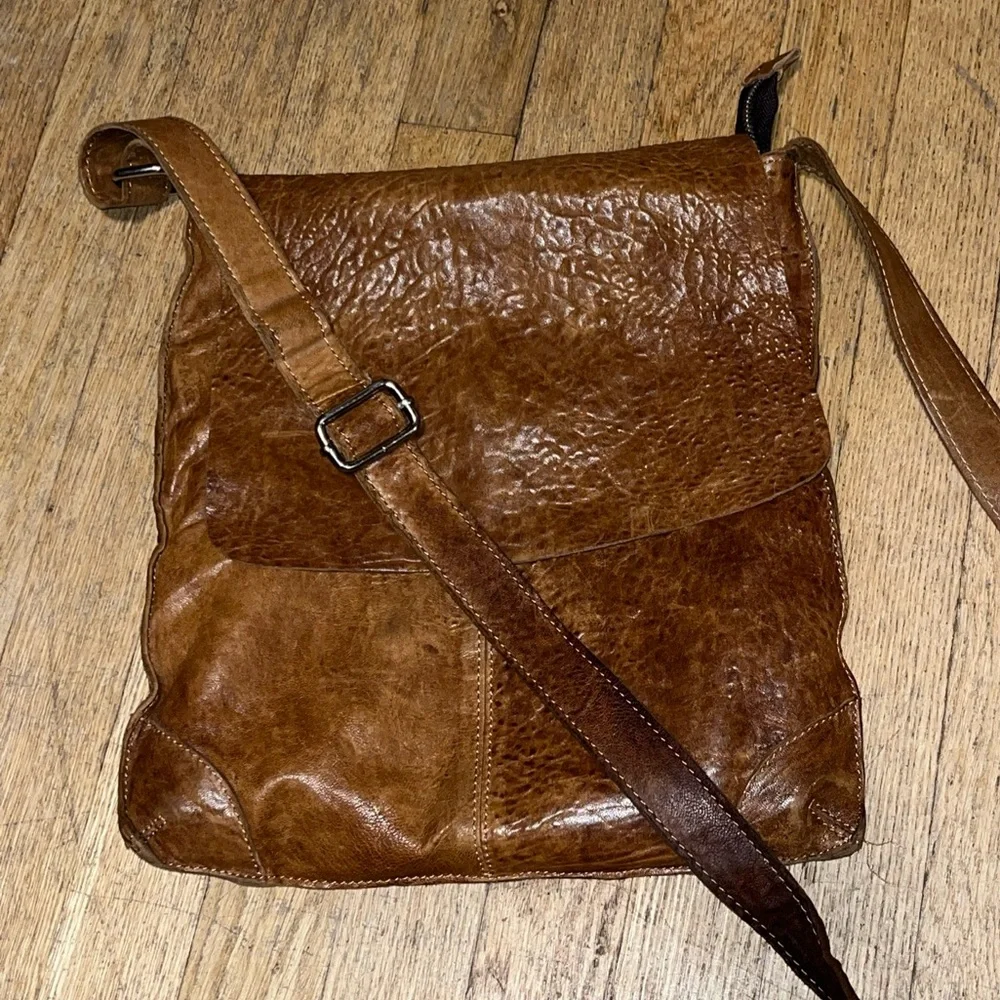 MAXON soft textured leather messenger crossbody bag